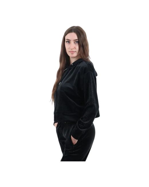 Juicy Couture Hoodies & Sweatvesten ,Zwart ,Polyester Sweatshirt Met Ritssluiting in het Black