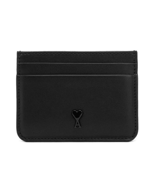 AMI Accessoires ,Zwart ,Leer Zwarte Portemonnee Accessoires Stijlvol in het Black voor heren