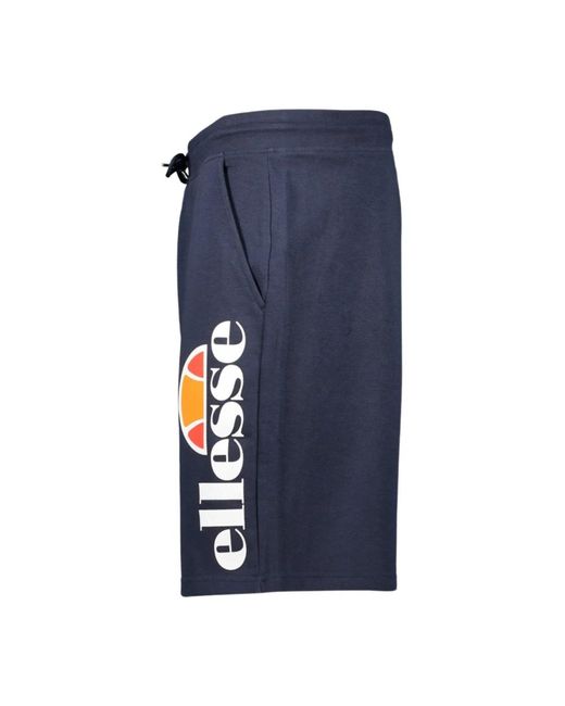 Ellesse Korte Broeken ,Blauw ,Katoen Blauwe Verlengde Logo Shorts in het Blue voor heren