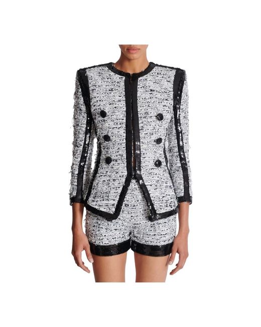 Balmain Side To Side Collarless Jacket in het Black