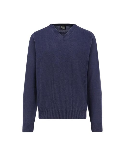 Zegna Blue Cashmere Knitwear for men