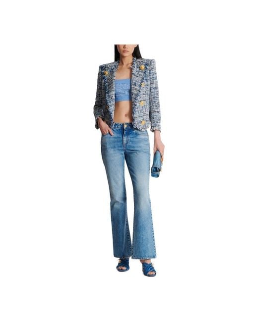 Balmain Blue Sleeveless Tops