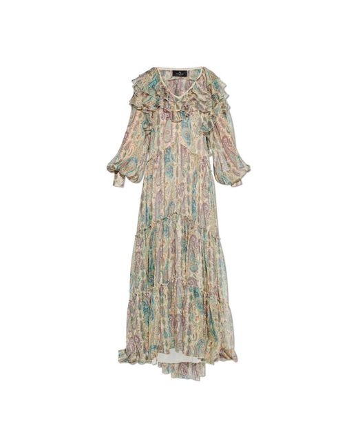 Etro Kleedjes ,Veelkleurig ,Silk Dress in het Natural