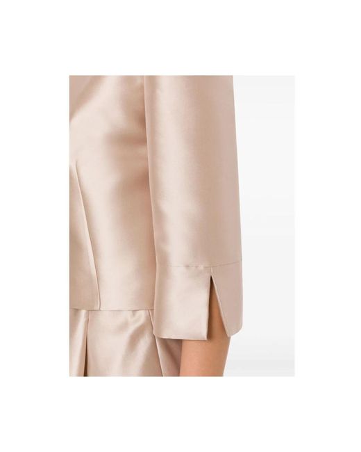 Alberta Ferretti Jassen ,Satijn Satin Finish Crew Neck Jacket in het Pink