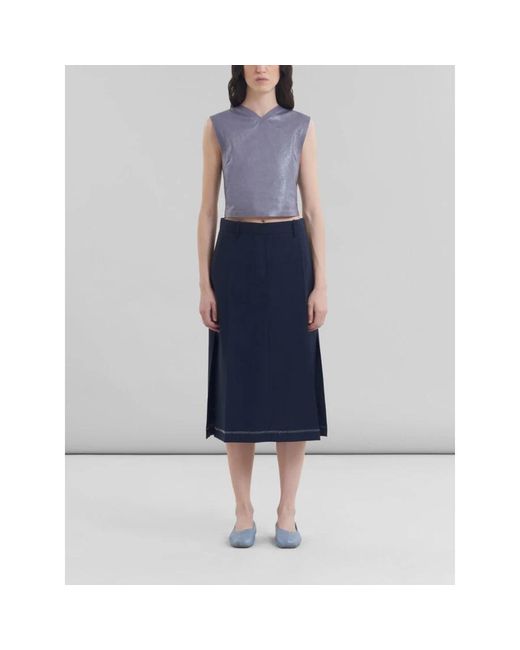 Marni Rokken ,Blauw ,Wol Wollen A-Lijn Rok in het Blue