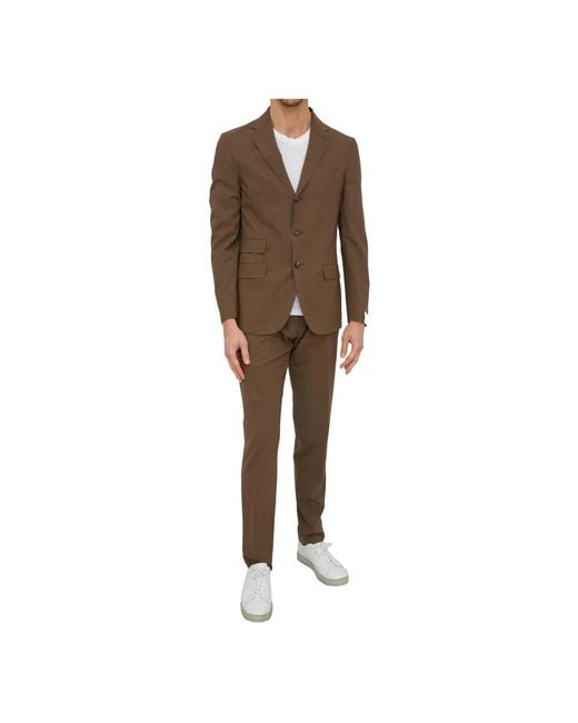 Eleventy Brown Single Breasted Suits for men