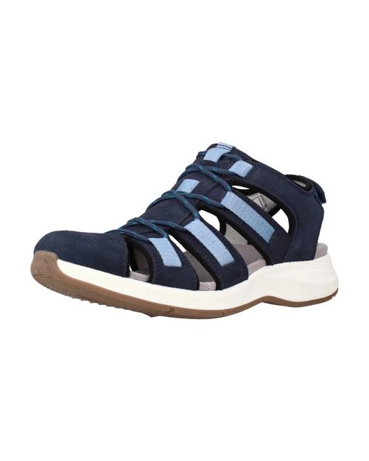 Clarks Schoenen ,Blauw ,Suède Solan Sail Combi Flat Sandalen in het Blue