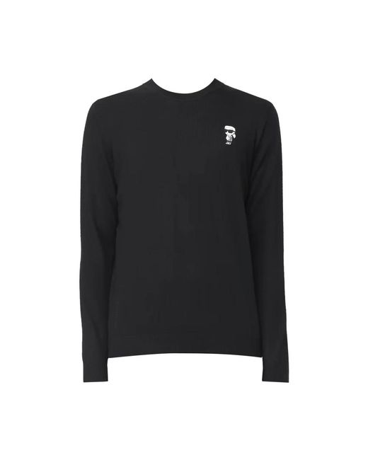 Karl Lagerfeld Black Round-Neck Knitwear for men