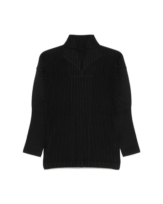 Issey Miyake Schwarzer plissierter pullover mit reißverschluss in Black für Herren