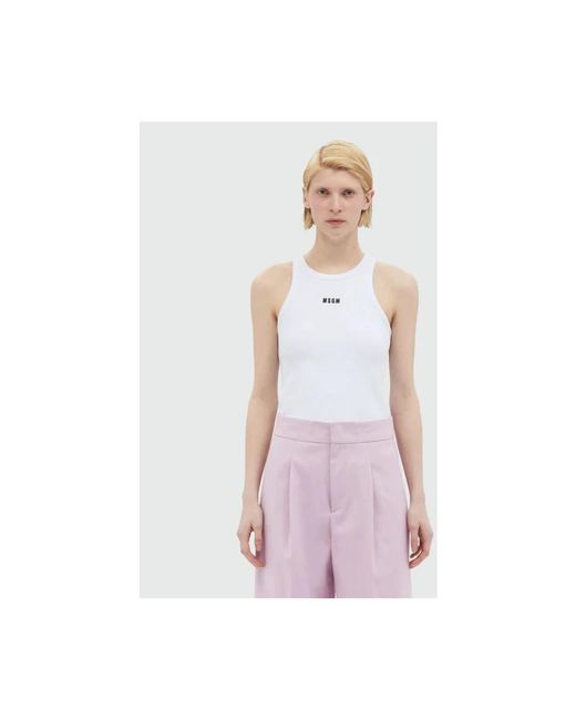 MSGM White Sleeveless Tops