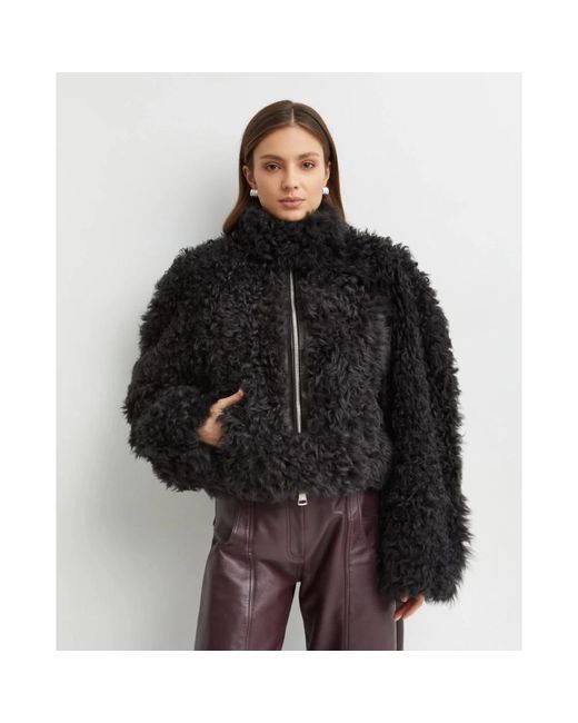 16Arlington Black Faux Fur & Shearling Jackets