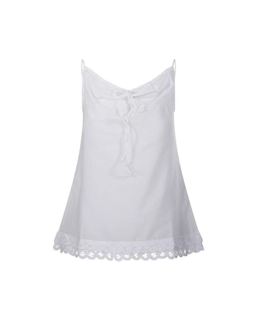 Sleeveless Tops By Malene Birger de color White