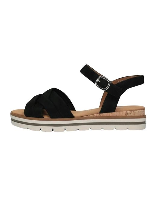 Gabor Schoenen ,Zwart ,Suède Zwarte Suède Sandalen in het Black