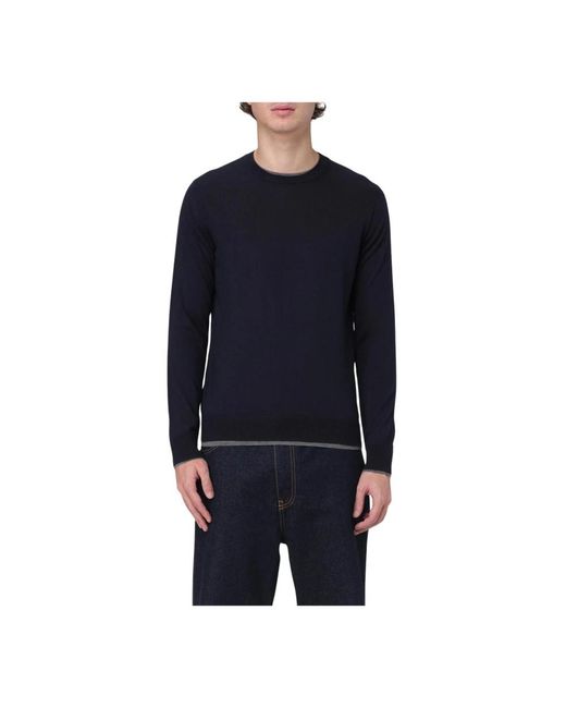 Paolo Pecora Merino Wollen Trui Met Ronde Hals in het Blue voor heren