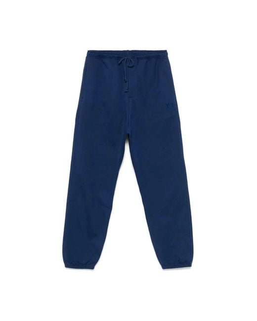 Y-3 Broeken ,Blauw ,Katoen Donkerblauwe Logo Print Trainingsbroeken in het Blue voor heren