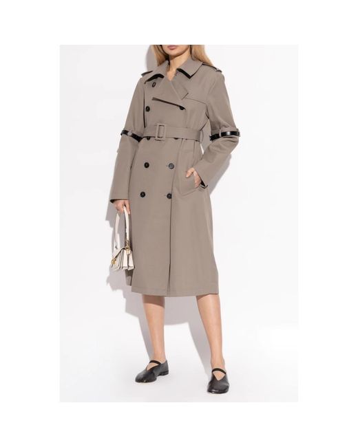 Coperni Jassen ,Bruin ,Katoen Trenchcoat Met Ceintuur in het Natural