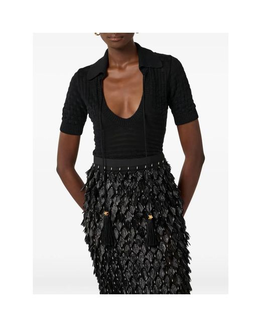 Elisabetta Franchi Black Polo Shirts