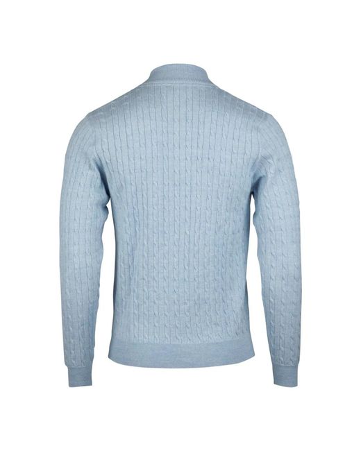 Stenstroms Hellblauer Cable Knit Half Zip in Blue für Herren