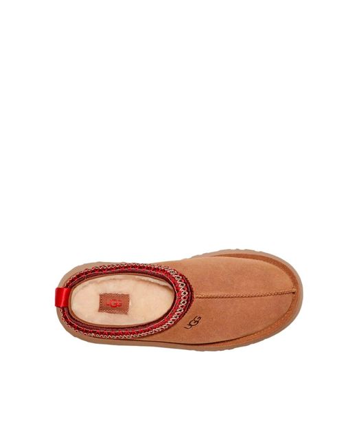 Ugg Brown Slippers mit wildleder-logo und plateausohle