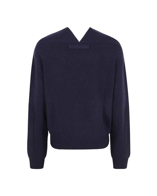 Victoria Beckham Blue V-Neck Knitwear