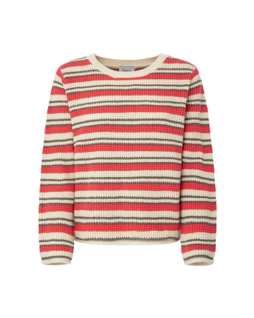 Pepe Jeans Red Round-Neck Knitwear