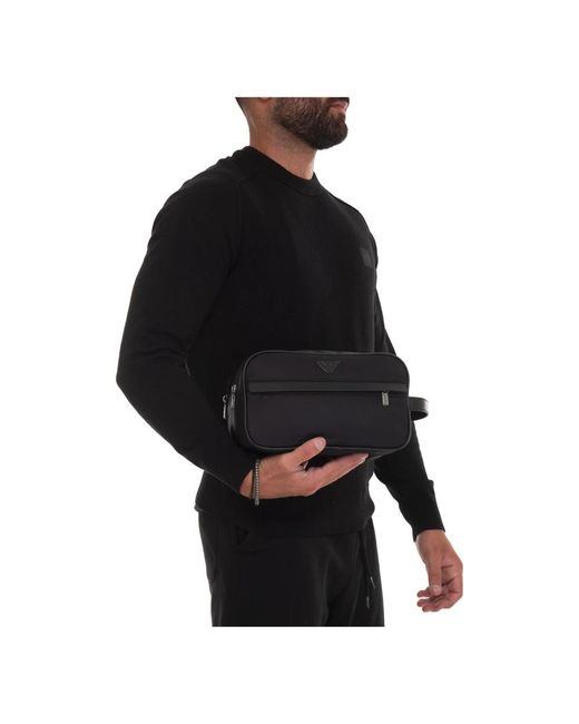 Emporio Armani Hochwertige schultertasche mit metall-logo in Black für Herren