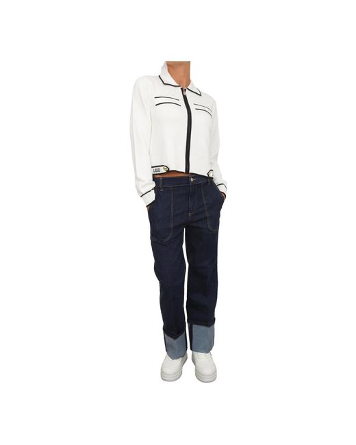 Liu Jo Jassen ,Wit ,Cardigan Met Rits in het Blue