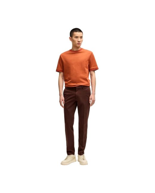 HUGO Broeken ,Bruin ,Katoen Slim Fit Chino Broek Donkerbruin in het Brown voor heren