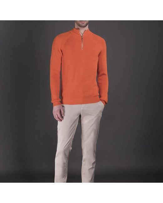 Moorer Rippstrick halb rollkragen pullover,knitwear in Orange für Herren