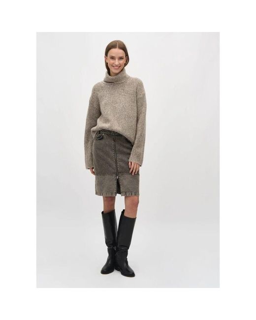 Mbym Gray Taupe Gestrickter Rollkragenpullover Kemina