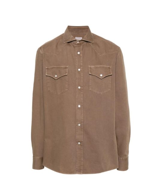 Brunello Cucinelli Brown Casual Shirts for men