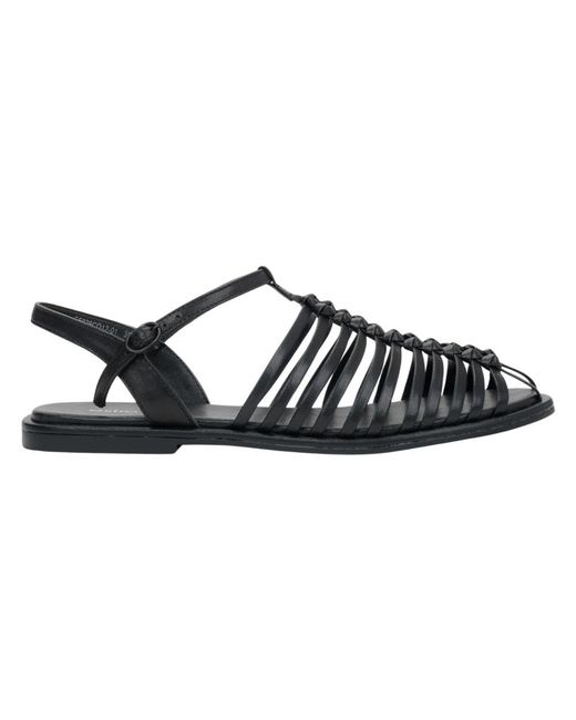 ESTRO Black Flat Sandals