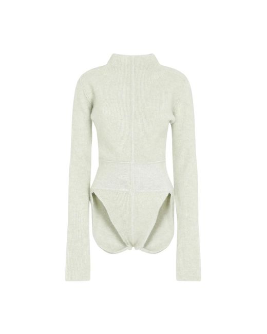 Rick Owens Tops ,Groen ,Wol Headon Bodysuit in het White