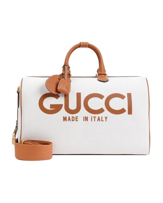 Gucci Canvas logo duffle handtasche beige in Multicolor für Herren