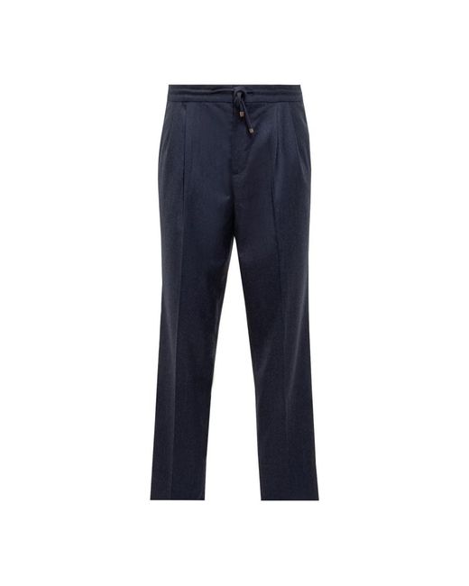 Brunello Cucinelli Blue Straight Trousers for men
