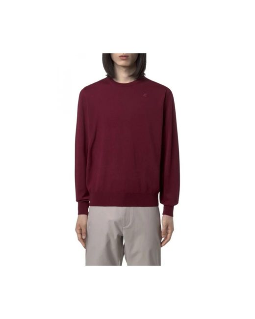 K-Way Red Round-Neck Knitwear for men