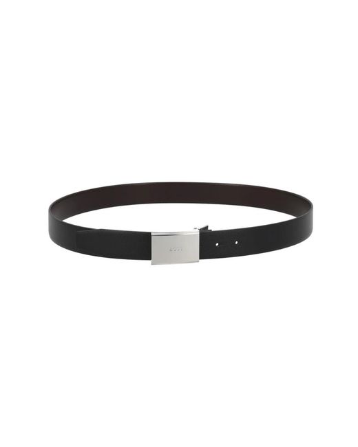 HUGO Reversible Leren Riem Met Logo-Gesp in het Black voor heren