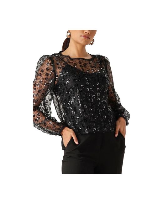 Object Overhemden ,Zwart ,Polyester Objmaisy L/S Re Top in het Black