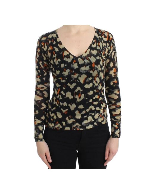 Roberto Cavalli Black V-Neck Knitwear