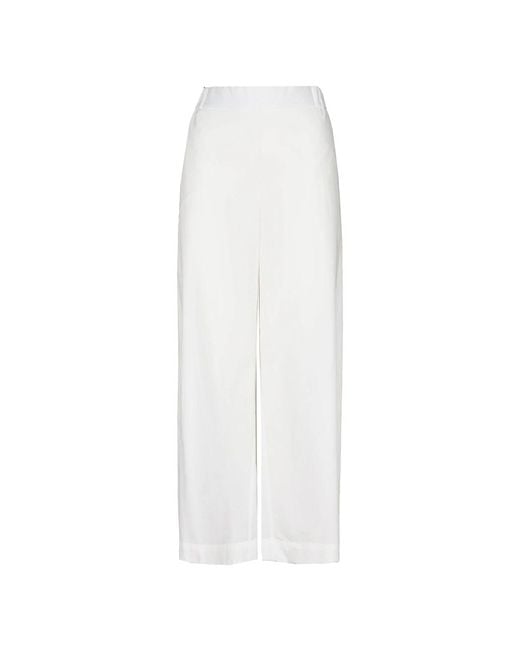 Pantalone popeline bianco con elastico vita di Ottod'Ame in White