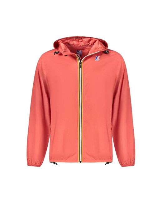 K-Way Rote Kapuzenjacke Aus Polyamid in Pink für Herren