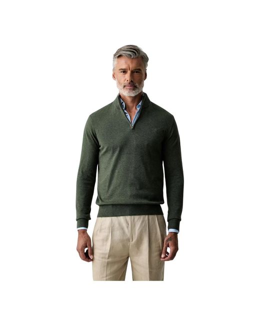 Hackett Baumwoll-Pullover Mit Viertelreißverschluss in Green für Herren