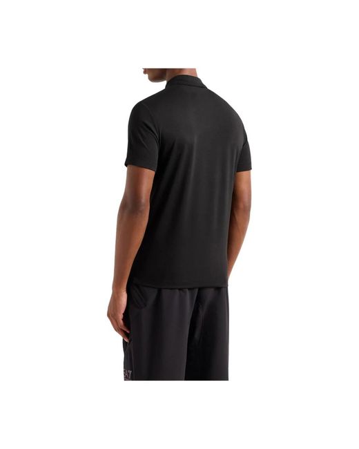 EA7 Stretch pique polo shirt in Black für Herren