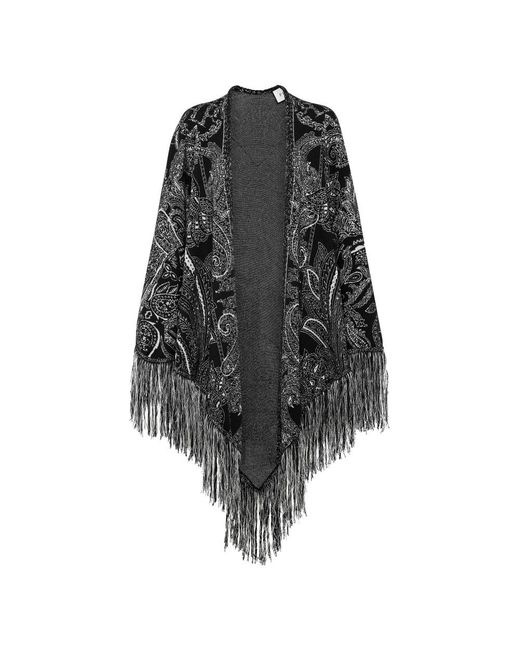 Philipp Plein Jassen ,Zwart ,Wol Knit Cape Paisley in het Black
