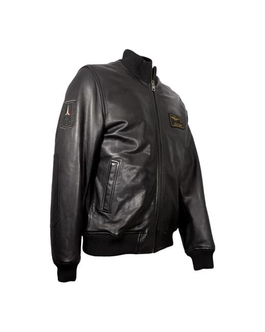 Aeronautica Militare Black Leather Jackets for men