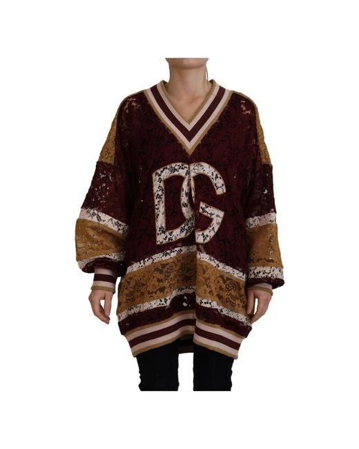 Dolce & Gabbana Brown V-Neck Knitwear