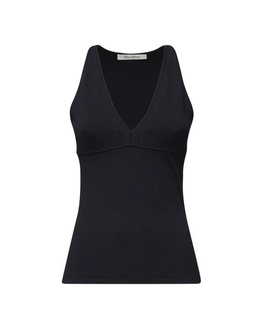 Max Mara Black Ärmelloses Viskose-Top
