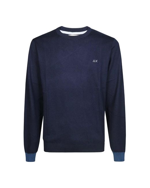 Round-Neck Knitwear di Sun 68 in Blue da Uomo