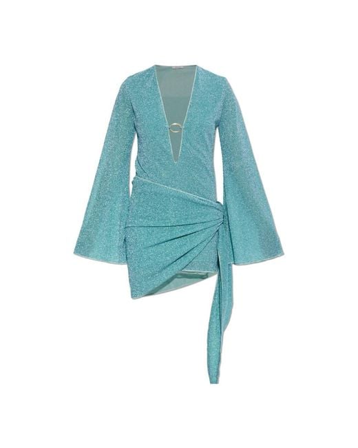 Oseree Jurk Met Lurex Garen in het Blue