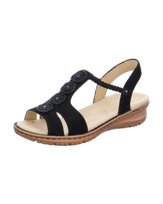 Ara Schoenen ,Zwart ,Leer Luxe Zwarte Sandaal Met Middenvoet Ondersteuning in het Black